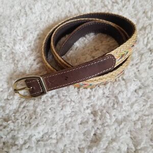 Vintage Eddie Bauer Leather + Woven Belt S